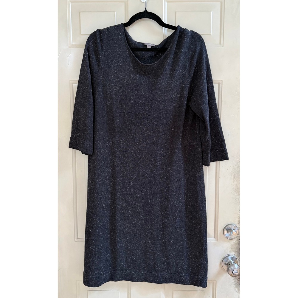 J. Jill Silk Blend Speckled Knit Sweater Dress Gray Sz L Classic Cozy Chic